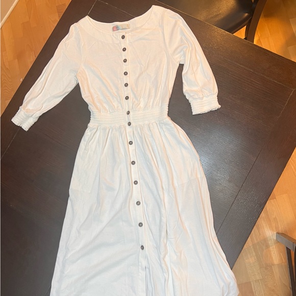 Anthropologie: White Button Front Maxi Dress With Sleeves—M - Picture 2 of 10